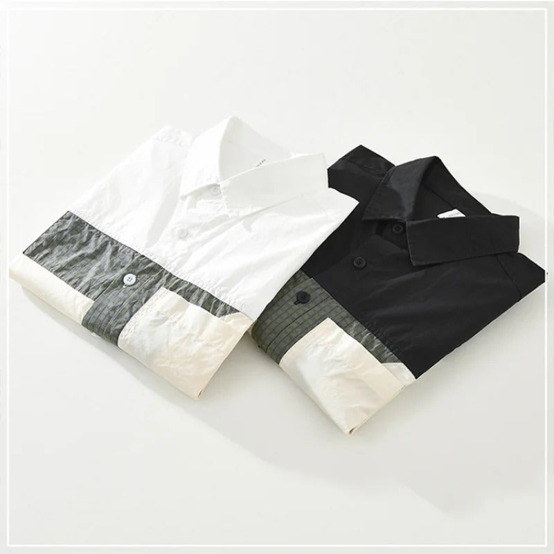 Black patch work full sleeve shirt