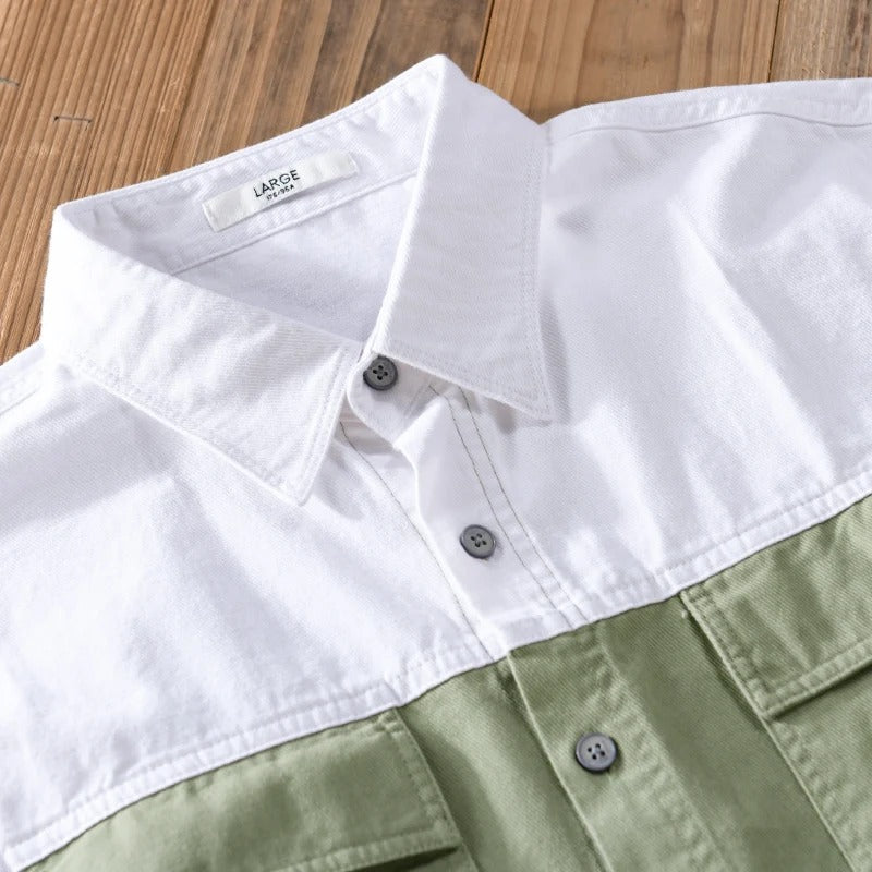 Green patch work full sleeve shirt