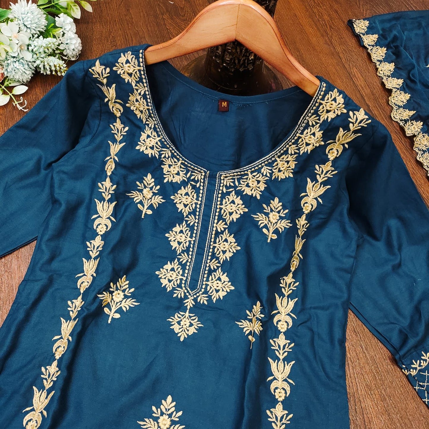 Rayon Kurta And Palazzo Set With Malmal Dupatta