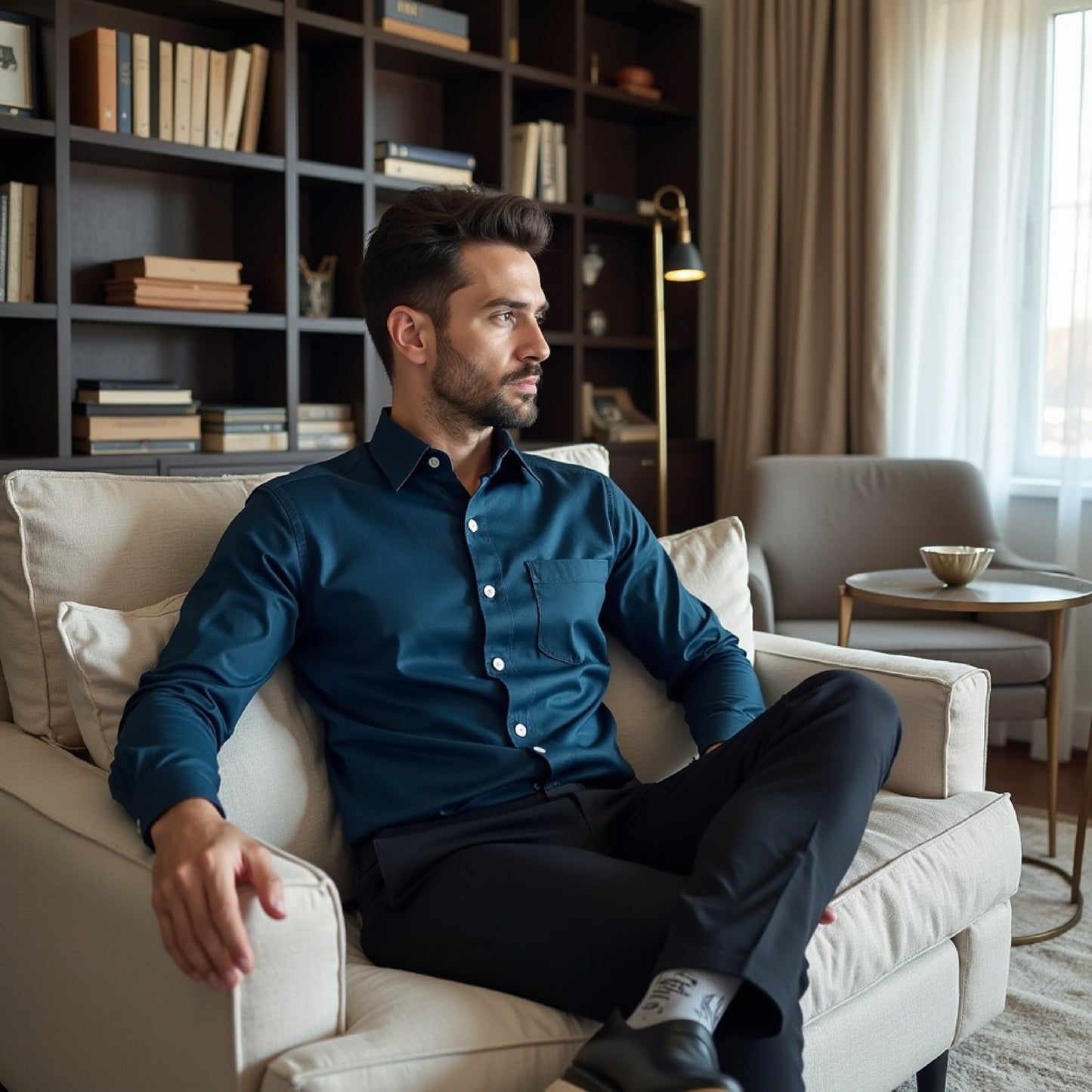 Blue Color Pure Cotton Shirt For Men