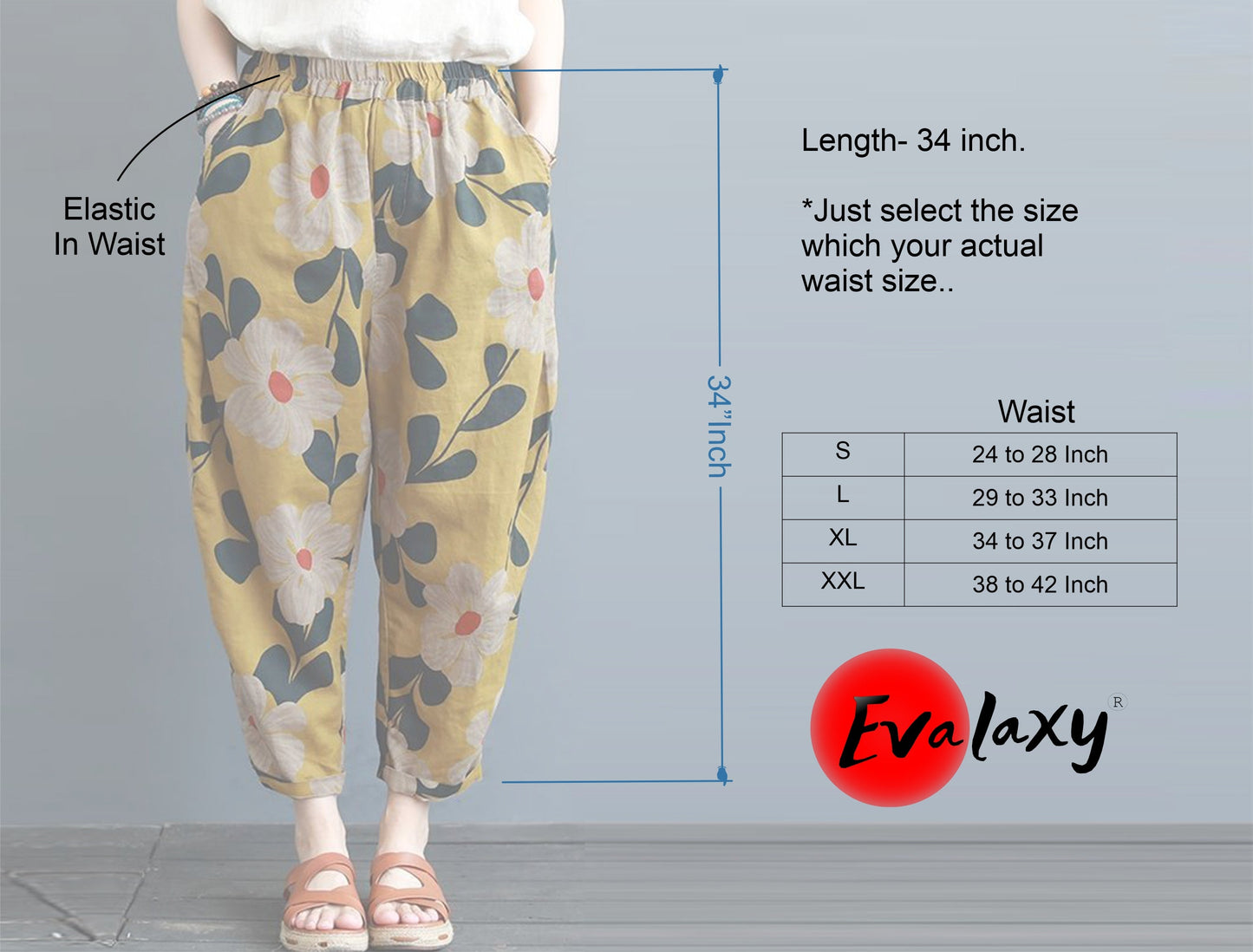 Vintage Yellow Floral & SkyBlue Pajama Capri Combo Pack For Womens & Girls(Pack Of 2 Pcs)