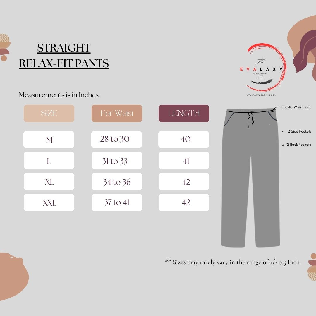 Beige Side Print Straight Relax-Fit Pants for Men & Women