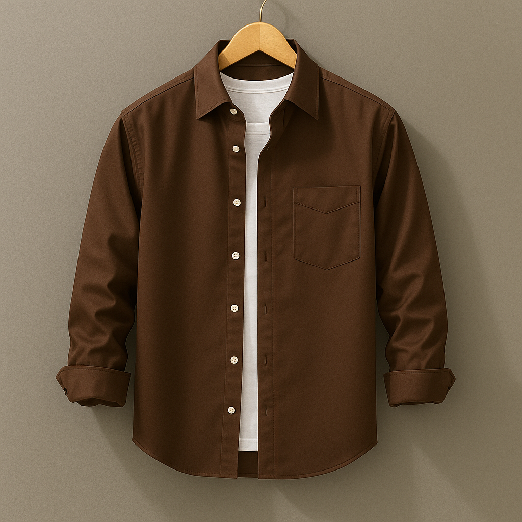 Brown Color Pure Cotton Shirt For Men