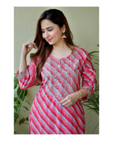 Cotton Silk Pink Kurta Set with Dupatta.