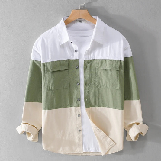 Green patch work full sleeve shirt