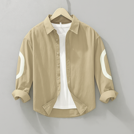 Beige color cut-pest long sleeve mens shirt