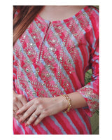 Cotton Silk Pink Kurta Set with Dupatta.