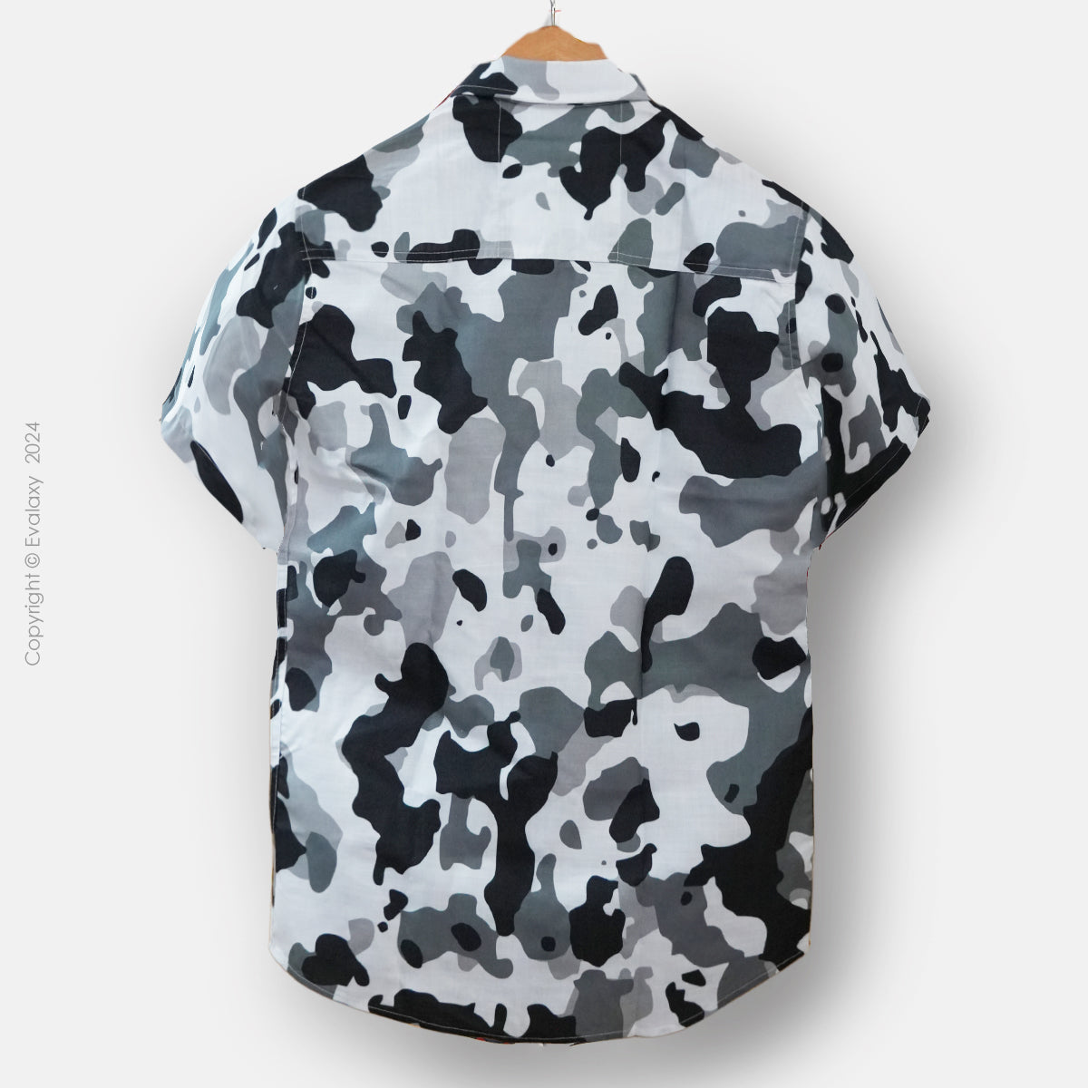 Black n Grey Camo Print Half Sleeve Shirt