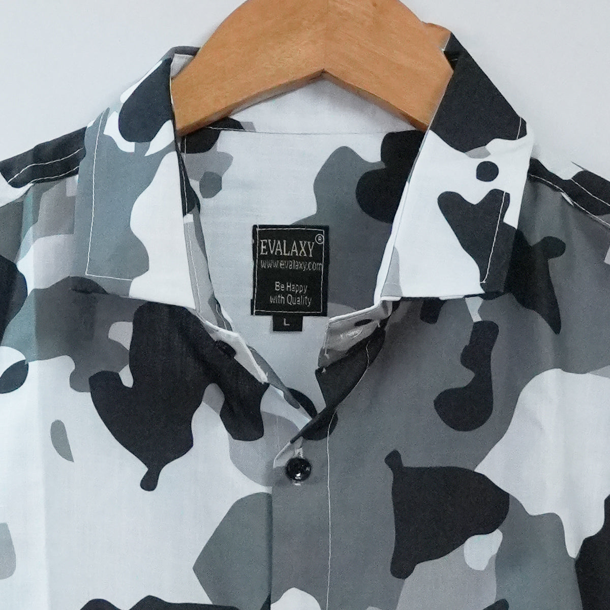 Black n Grey Camo Print Half Sleeve Shirt