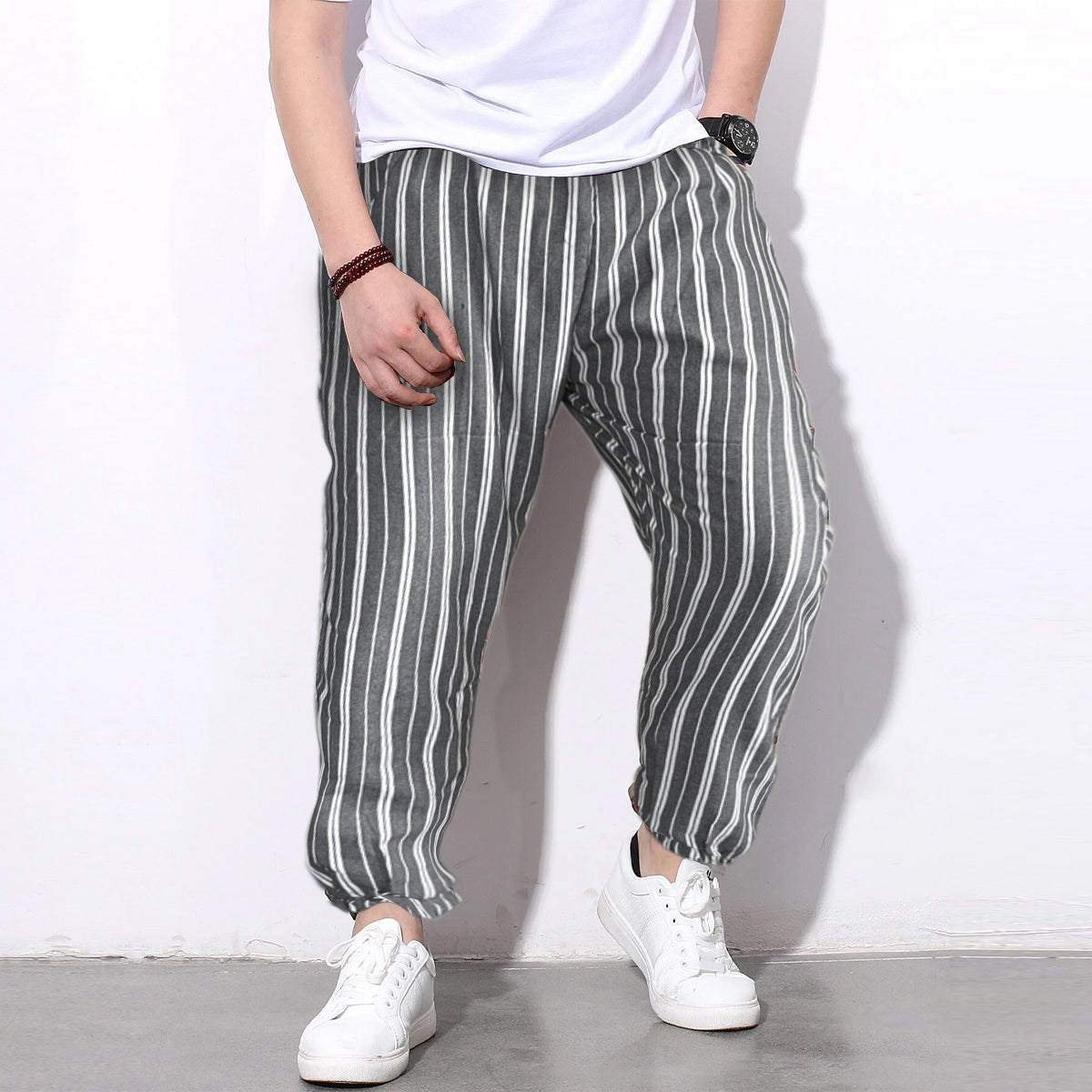 Loose Pants Multi Stripped Jogger Breathable Casual Harem Combo-Unisex Pants for Men and Women (Pack of 3)