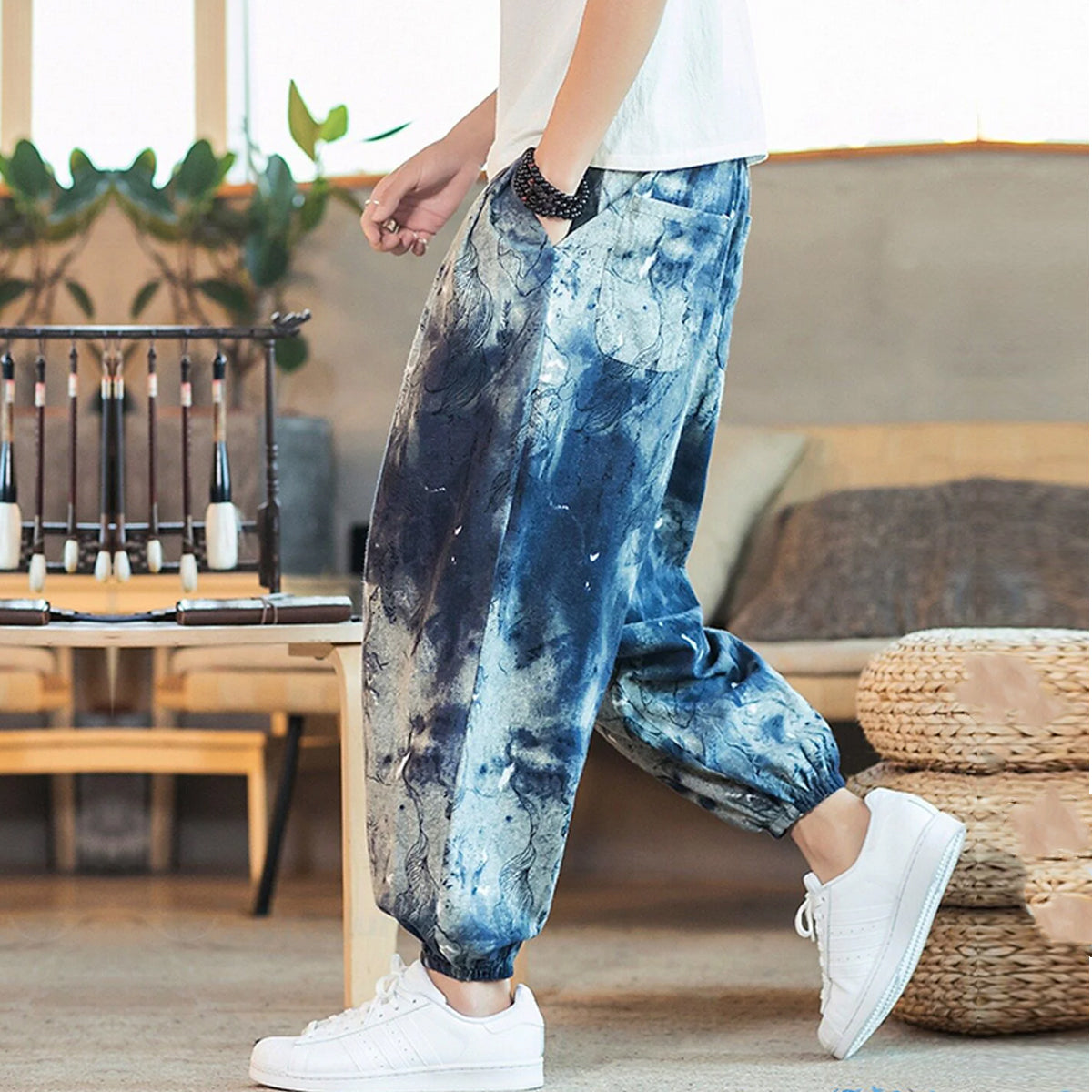 Loose SkyBlue StreetWear Jogger Breathable Casual Harem Pants