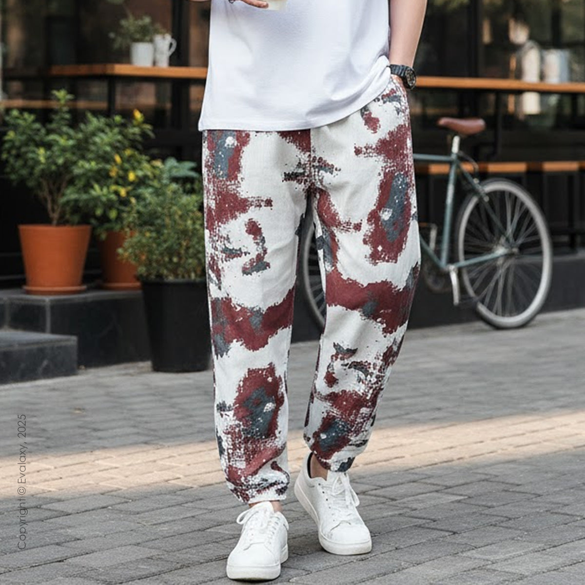 Maroon Cream Splash Jogger (Non-Strachable) Unisex