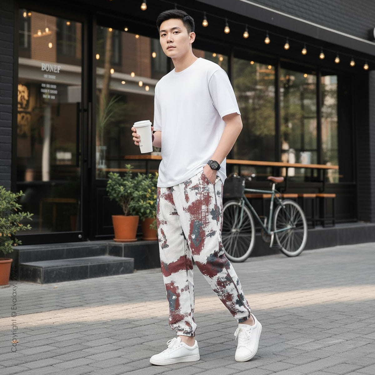 Maroon Cream Splash Jogger (Non-Strachable) Unisex