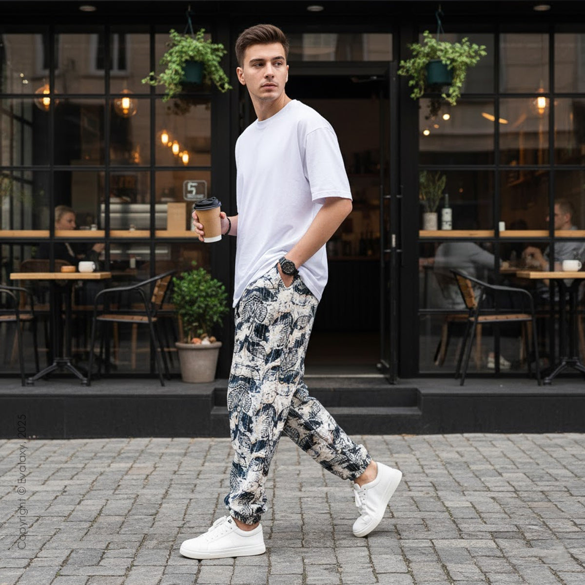 Loose Abstract Leaf Art Jogger Breathable Casual Harem Pants For Men & Women