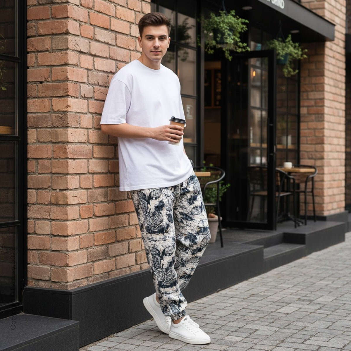 Loose Abstract Leaf Art Jogger Breathable Casual Harem Pants For Men & Women