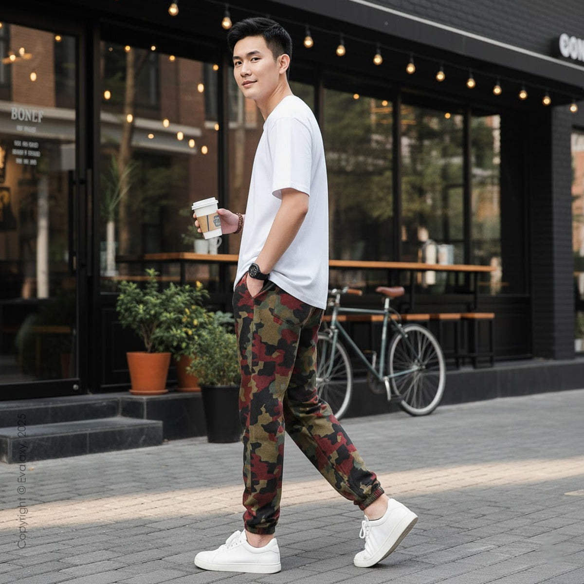 Loose Red Green Camo Jogger Breathable Casual Harem Pants For Men & Women