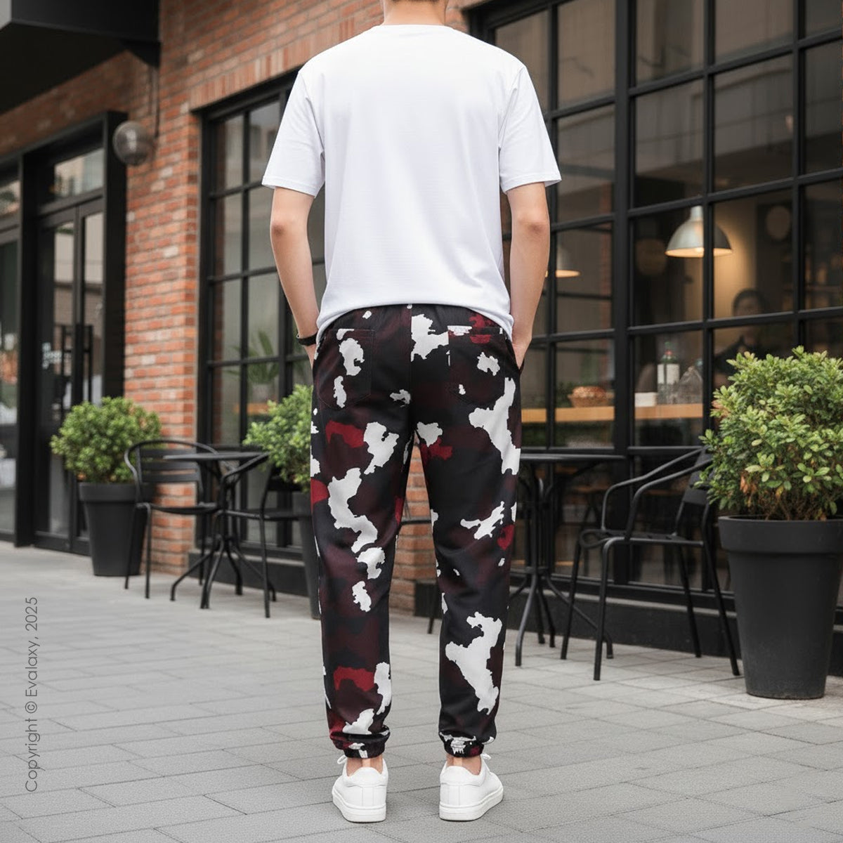 Loose Dark Maroon Black Camo Jogger Breathable Casual Harem Pants For Men & Women