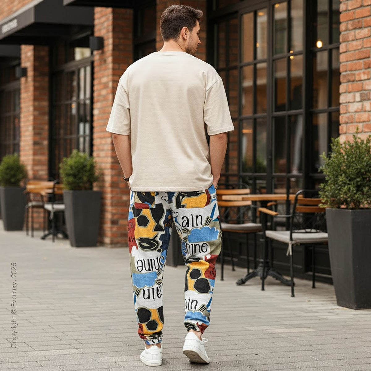 Random Adventure Rain Text StreetWear Jogger Breathable Casual Harem Pants for Men & Women