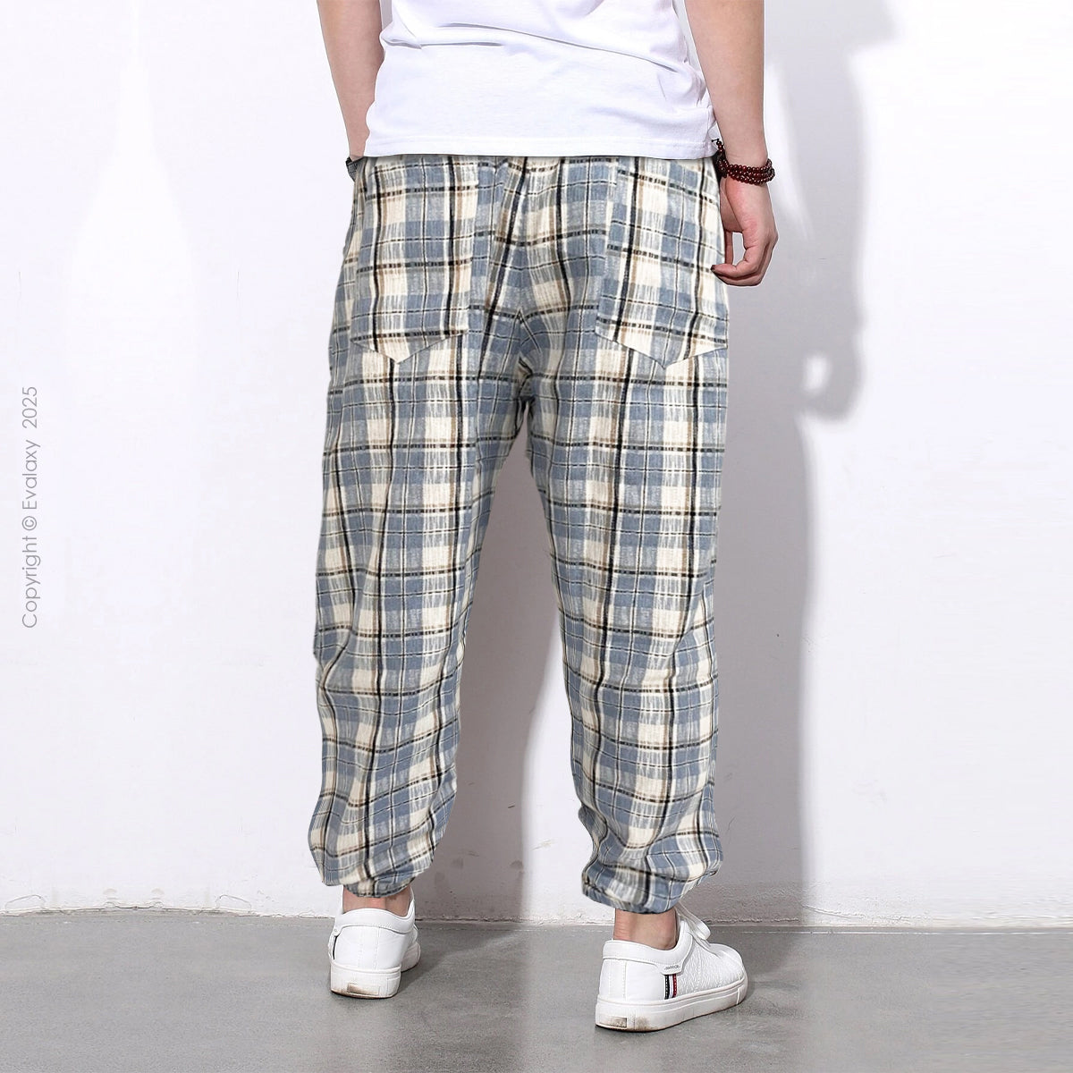 SkyBlue Checkered Premium Jogger Breathable Casual Harem Pants for Men & Women