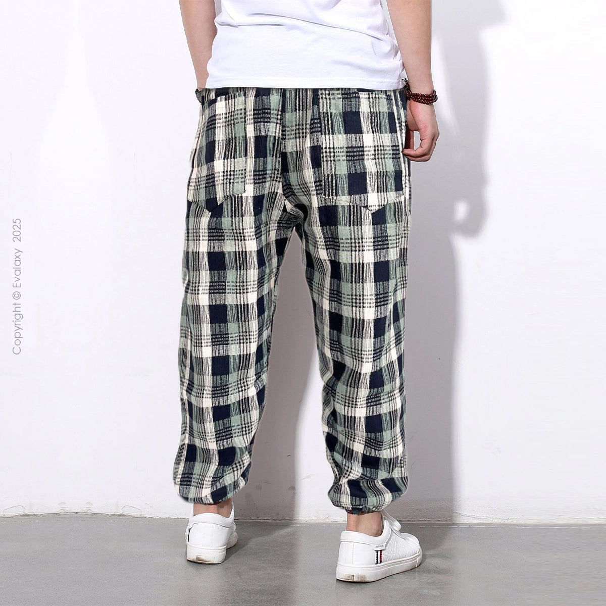 Blue n Green Checkered Premium Jogger Breathable Casual Harem Pants for Men & Women