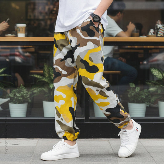 Evalaxy Unisex Yellow Camo Joggers – Streetwear Edition