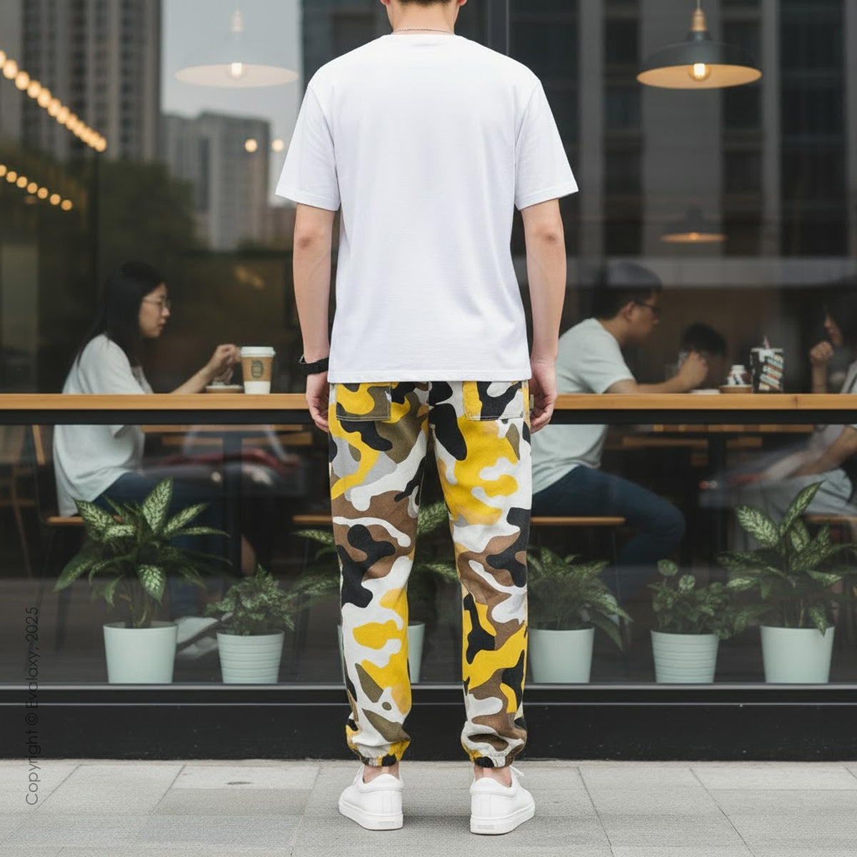 Evalaxy Unisex Yellow Camo Joggers – Streetwear Edition