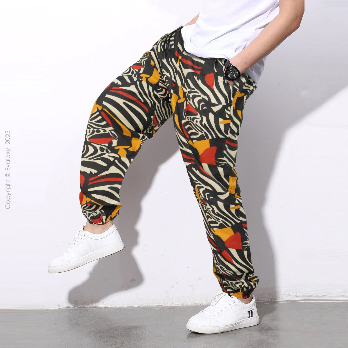 Black F Zebra StreetWear Jogger Breathable Casual Harem Pants for Men & Women