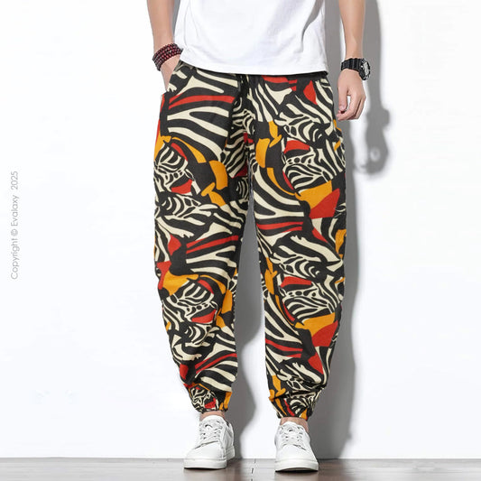 Black F Zebra StreetWear Jogger Breathable Casual Harem Pants for Men & Women