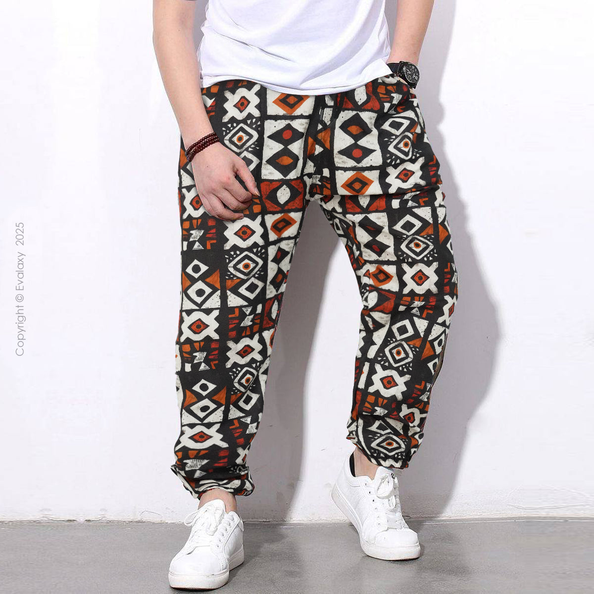 Black Pattern StreetWear Jogger Breathable Casual Harem Pants for Men & Women
