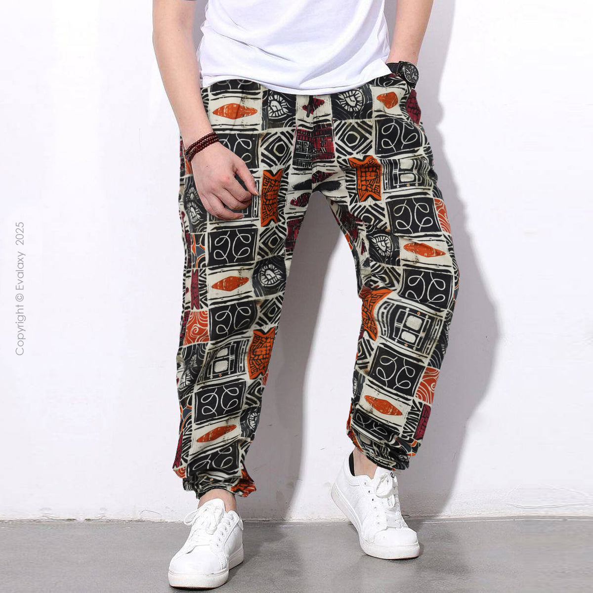 Multi Boxes Pattern StreetWear Jogger Breathable Casual Harem Pants for Men & Women