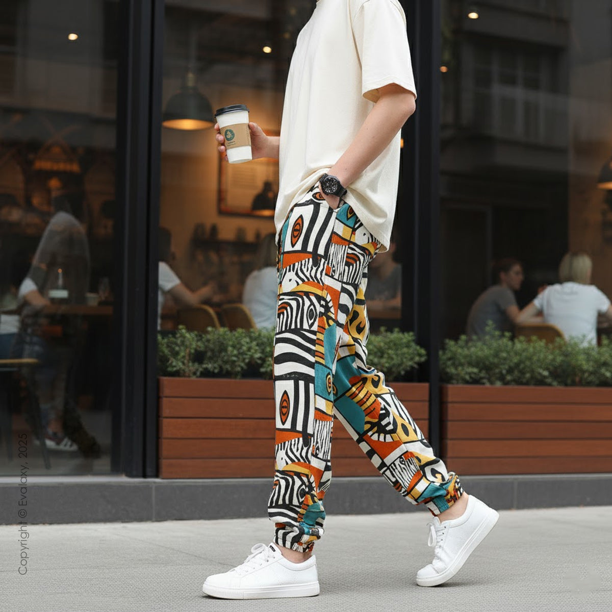 Evalaxy Unisex Tribal Art Joggers – Multicolor Street Fit