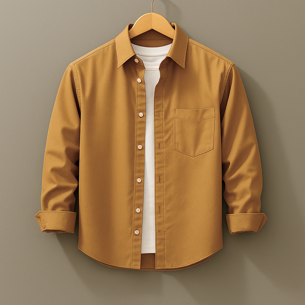 Golden Color Pure Cotton Shirt For Men