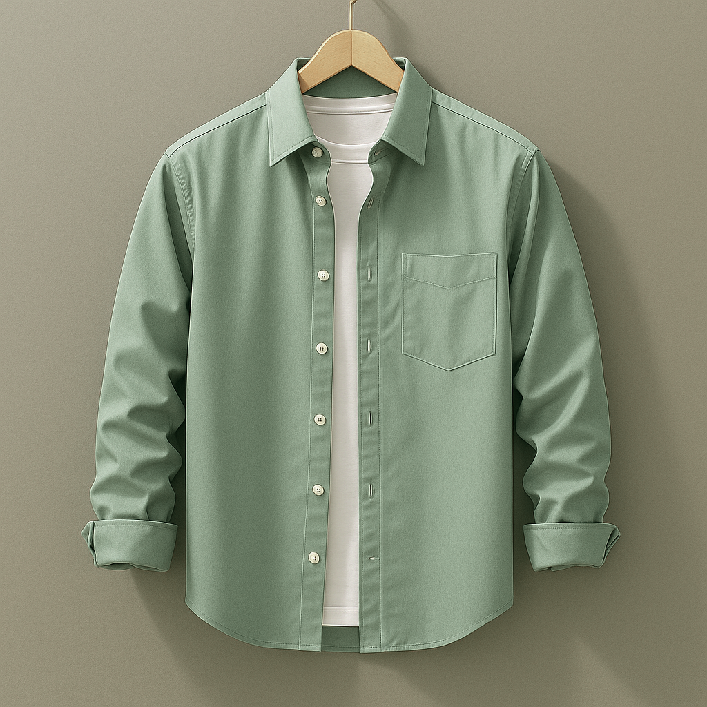 Emerald Color Pure Cotton Shirt For Men