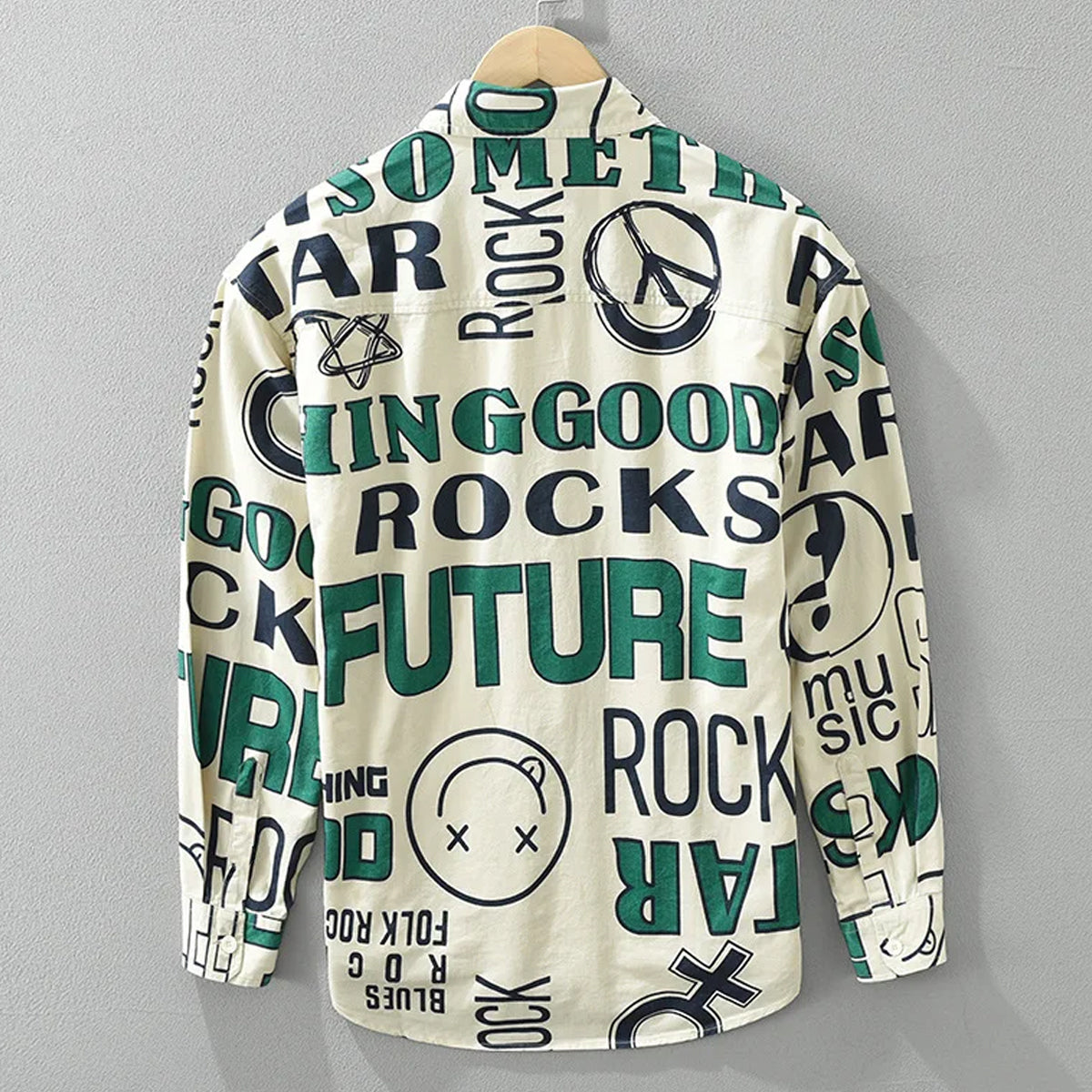 Green Star Text Full-Sleeve Shirts Without Tee