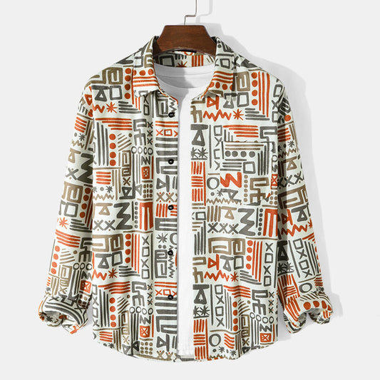 Oro Grey Geomatry Full-Sleeve Shirts Without Tee