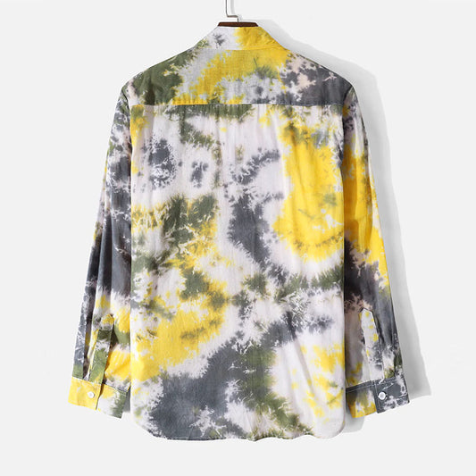 Yellow-Grey Splash Full-Sleeve Shirts Without Tee