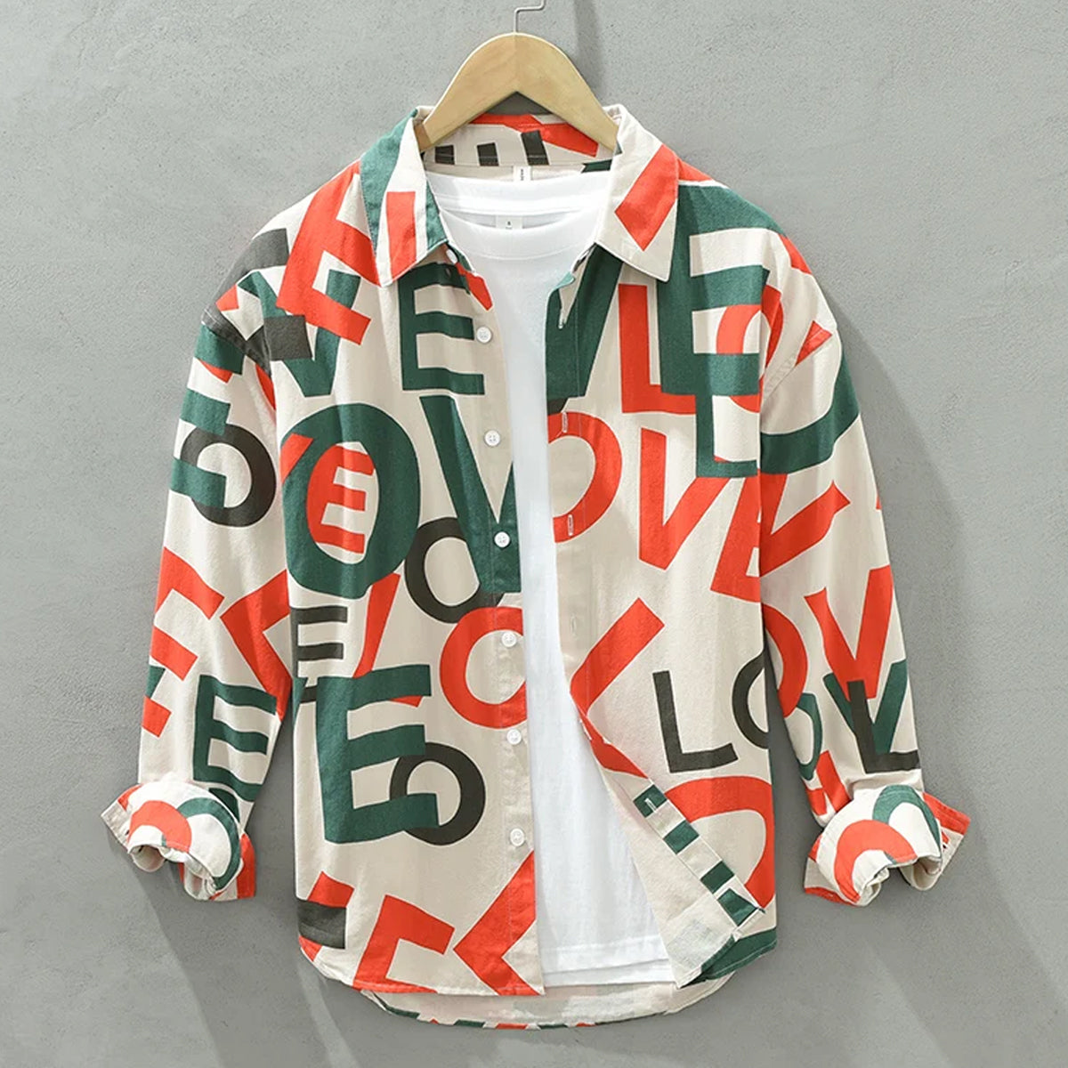 Oro Green Love Text Full-Sleeve Shirts Without Tee