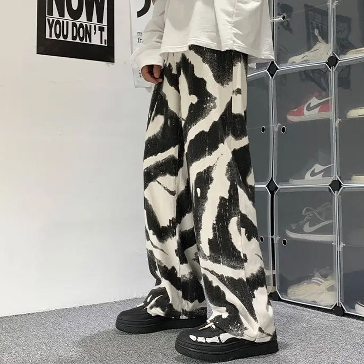 Black Cloudy Straight Pants for Men & Women