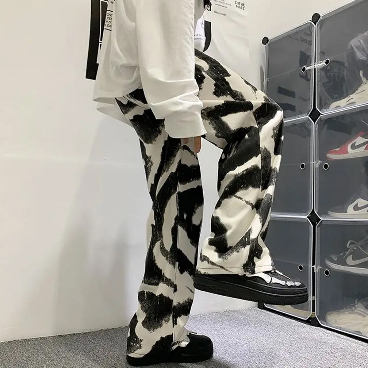 Black Cloudy Straight Pants for Men & Women