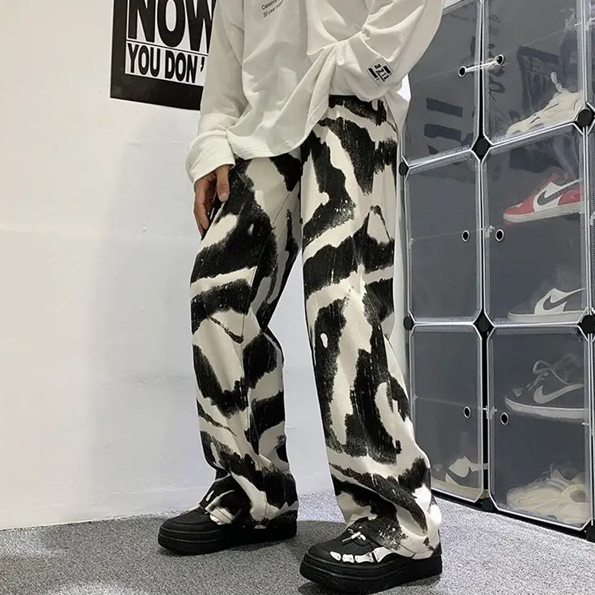 Black Cloudy Straight Pants for Men & Women