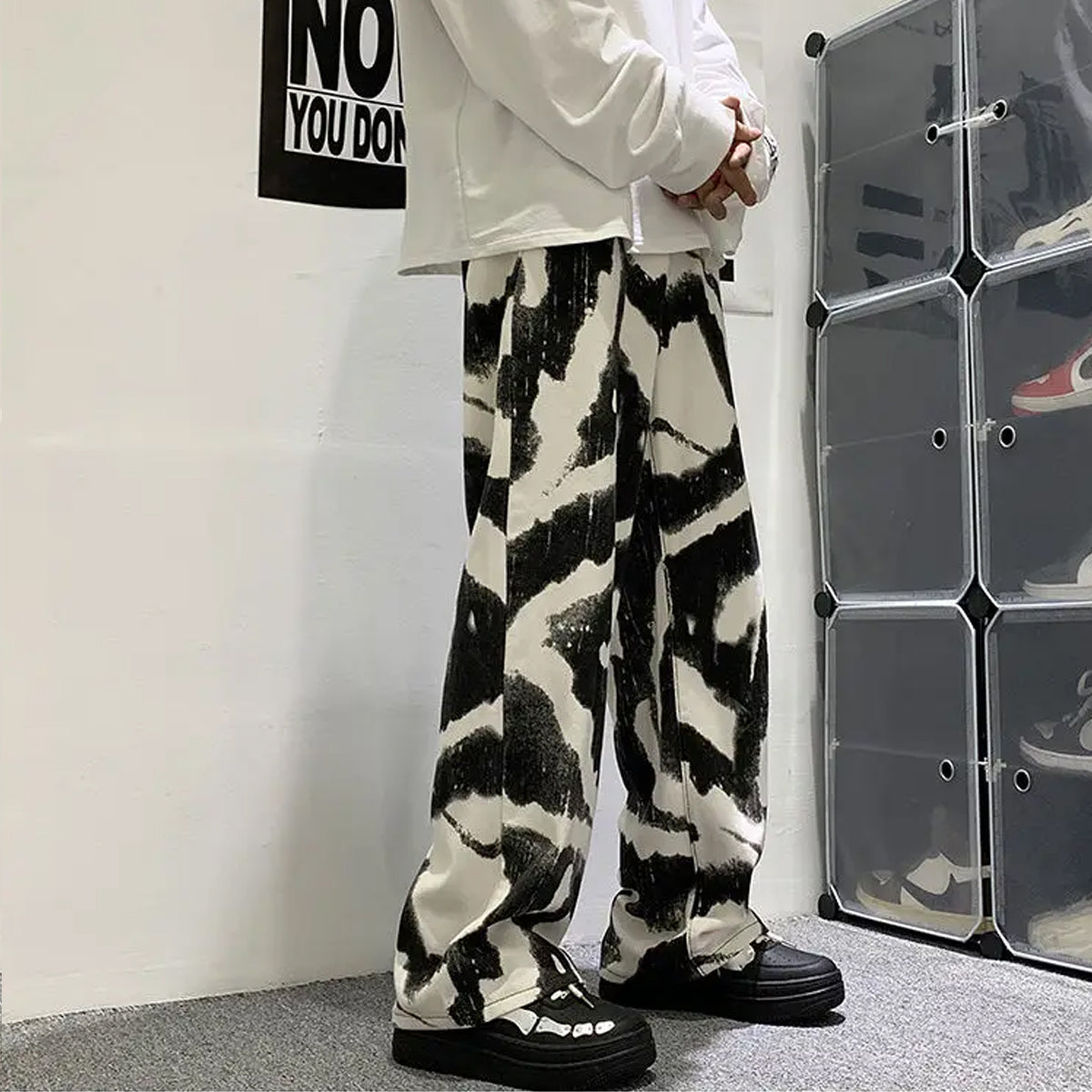 Black Cloudy Straight Pants for Men & Women