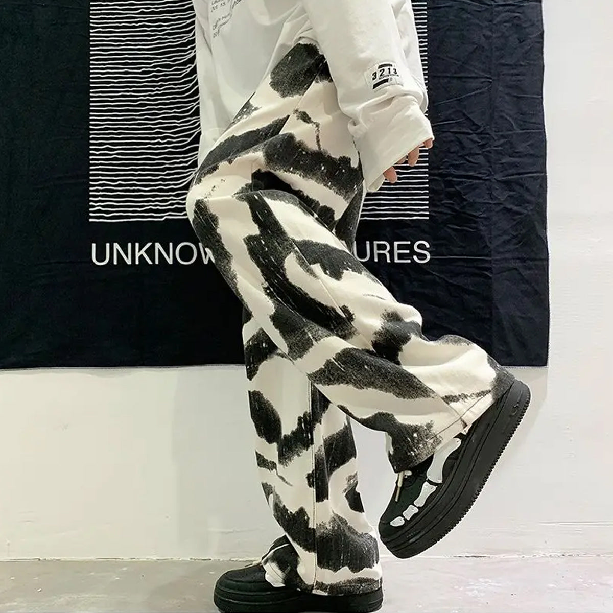 Black Cloudy Straight Pants for Men & Women