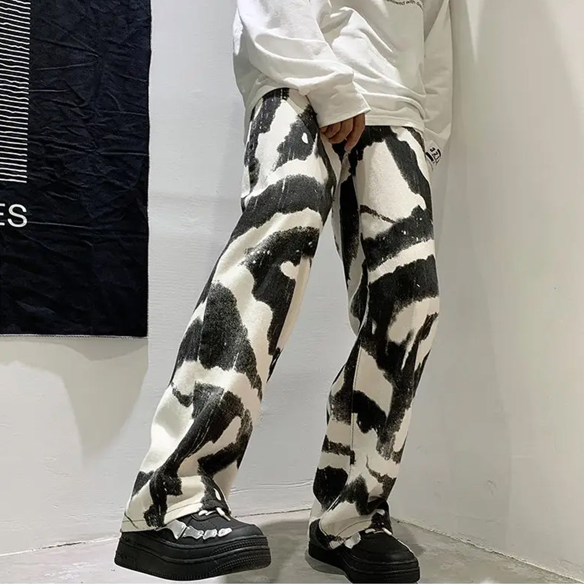 Black Cloudy Straight Pants for Men & Women