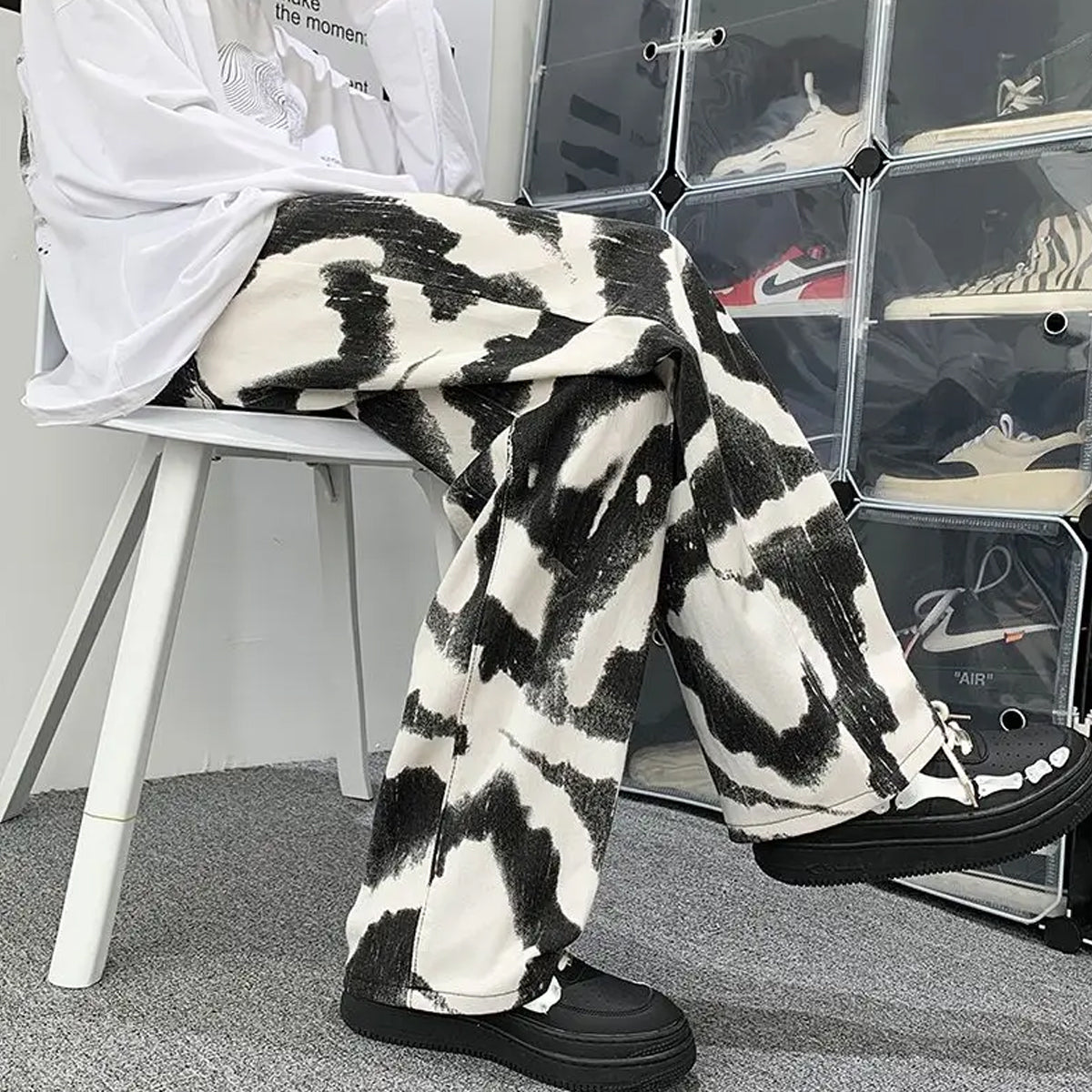 Black Cloudy Straight Pants for Men & Women