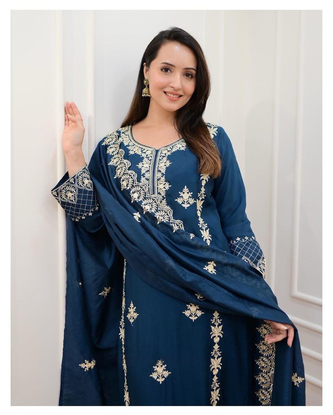 Rayon Kurta And Palazzo Set With Malmal Dupatta