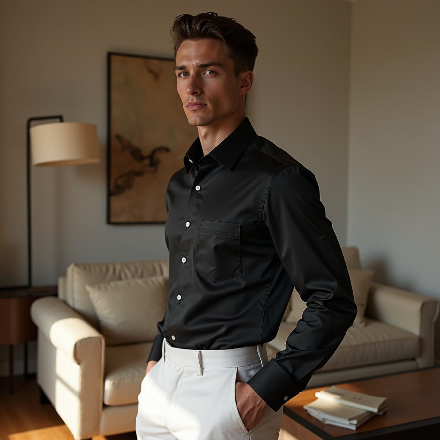 Black Color Pure Cotton Shirt For Men