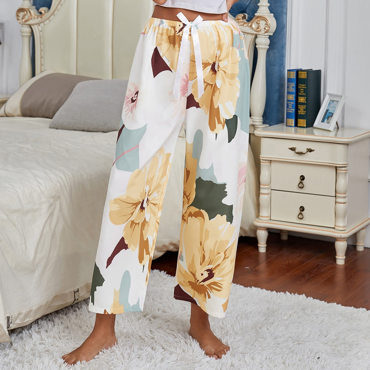 Stylish White Yellow Gotta Plazo For Womens