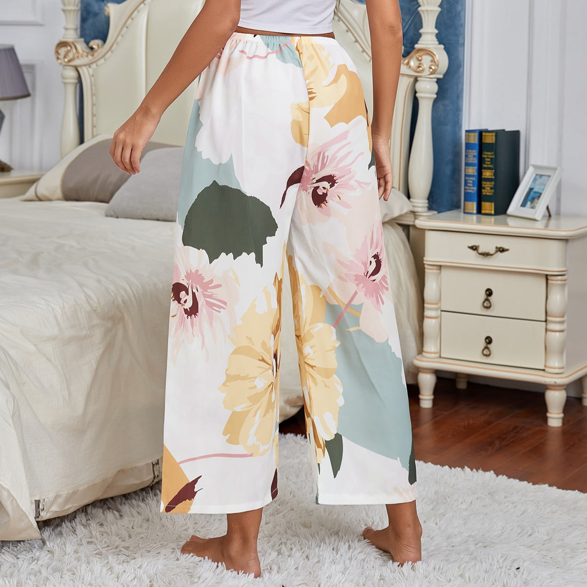 Stylish White Yellow Gotta Plazo For Womens