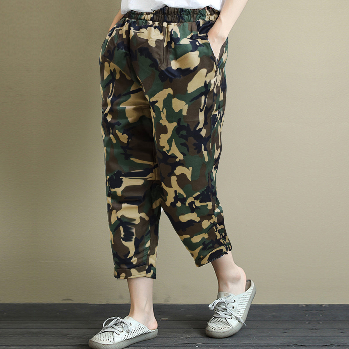 Vintage Olive Army Print & Camo Pajama Capri Combo Pack For Womens & Girls(Pack Of 2 Pcs)