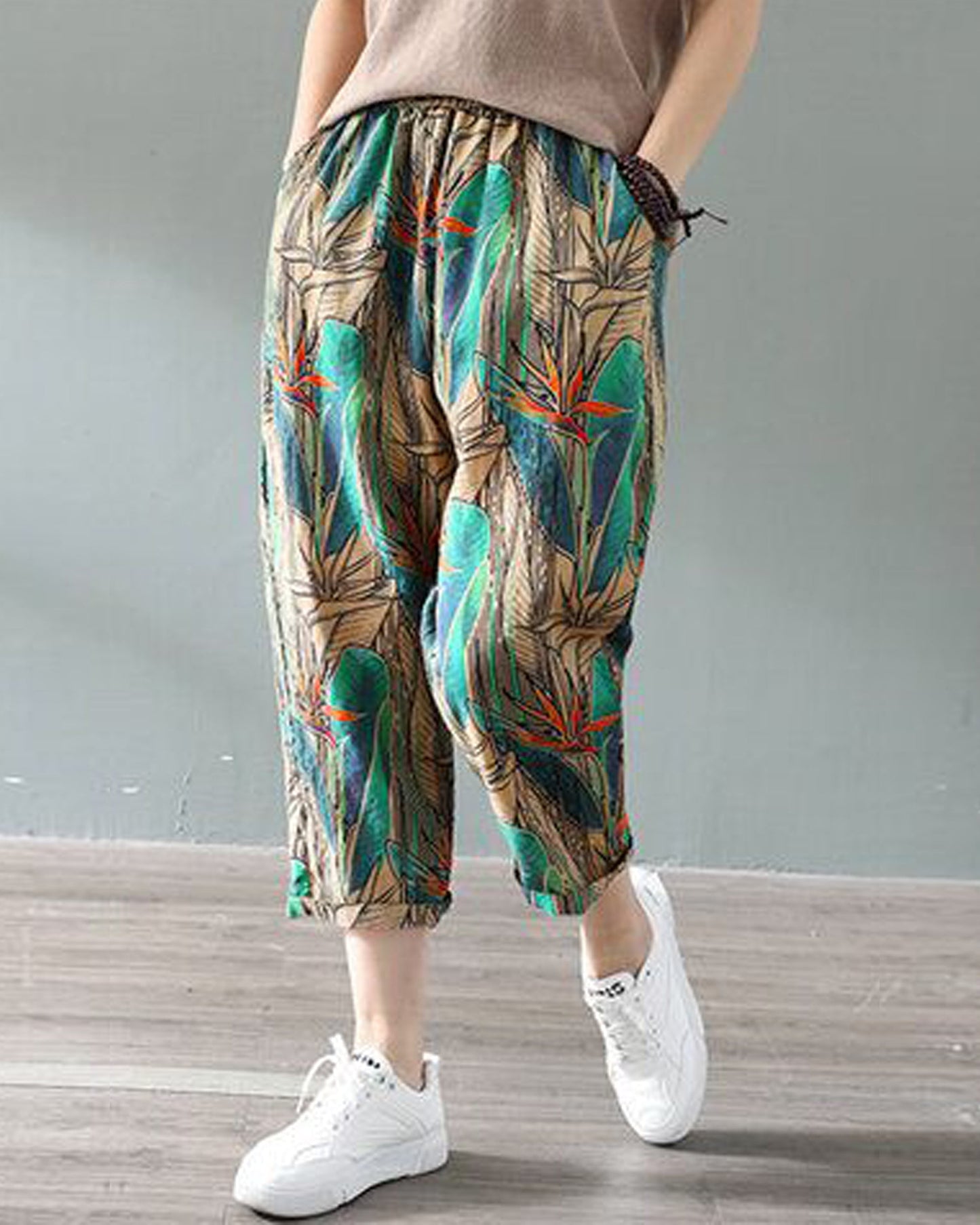 Vintage Mapple Leaf & Red Rangoli Pajama Capri Combo Pack For Womens & Girls(Pack Of 2 Pcs)